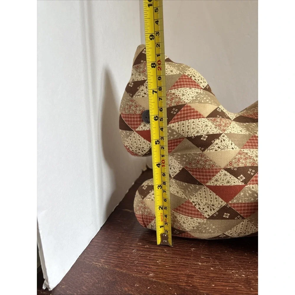 Vintage Hand Made Patchwork Linen Laying Cat Plush Door Stop Couch Laying‎ Kitty